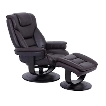 Pushback Reclining Swivel Chair and Ottoman
